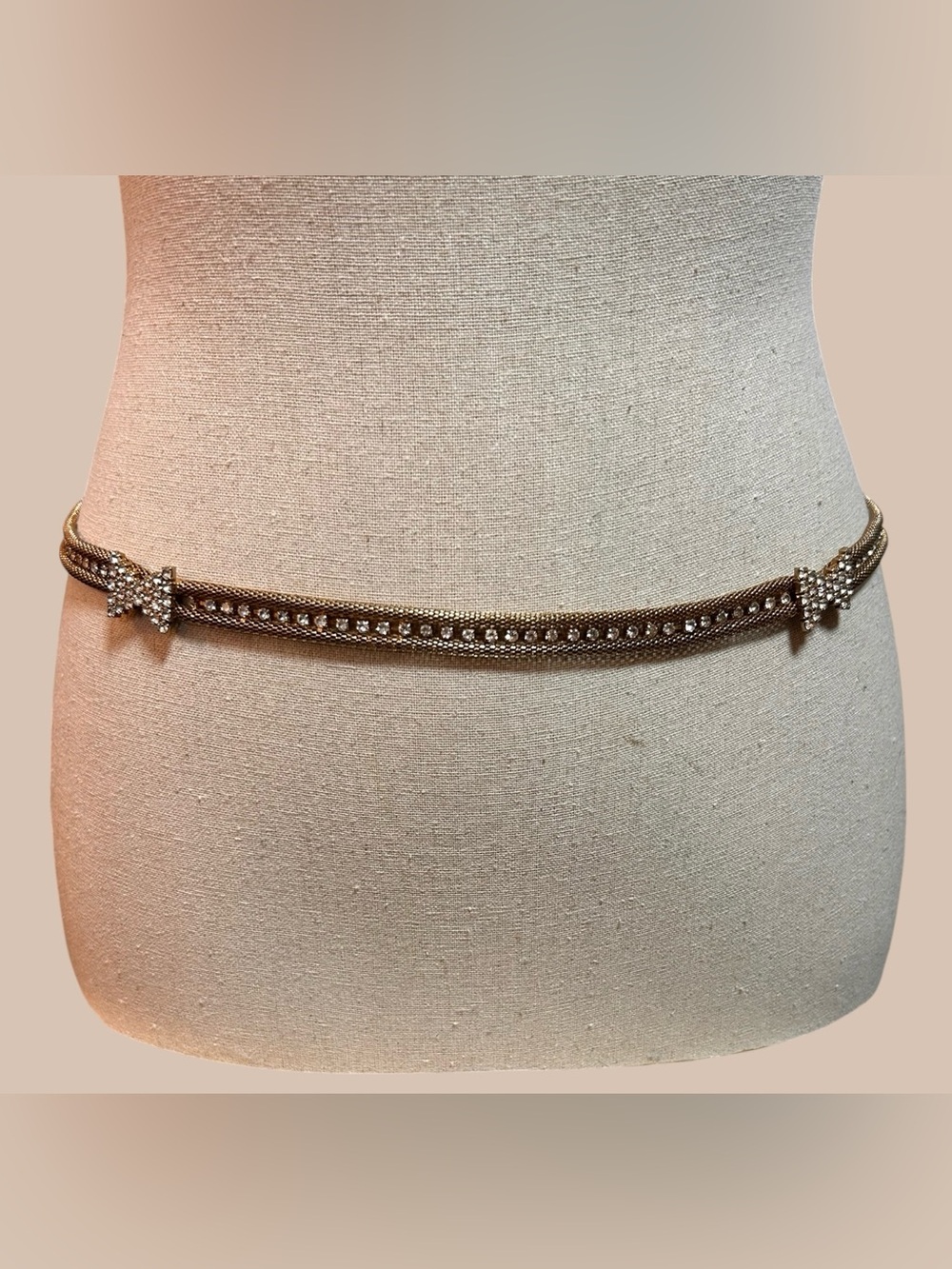 Vintage Gold Mesh Rhinestone Belt Coquette Glam Y2K Waist Chain